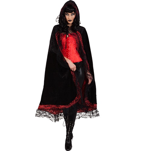 GRACEART Middeleeuwse tule cape met capuchon voor dames, lange cape met capuchon voor cosplay, vampier, vintage, horror, bruid, Oranje, Eén maat
