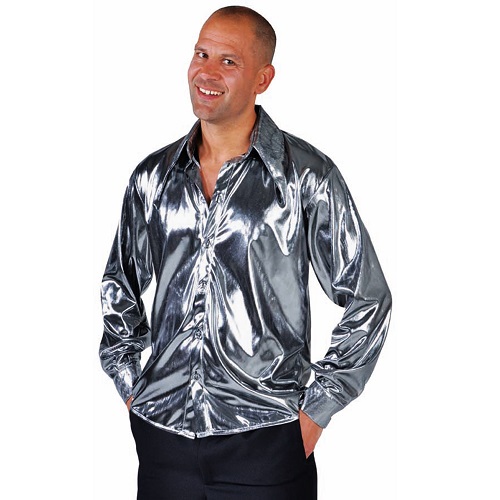 Disco blouse glimmend zilver - 50/52 Medium