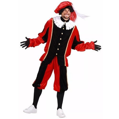 Pietenpak volwassenen populair zwart-rood - XS