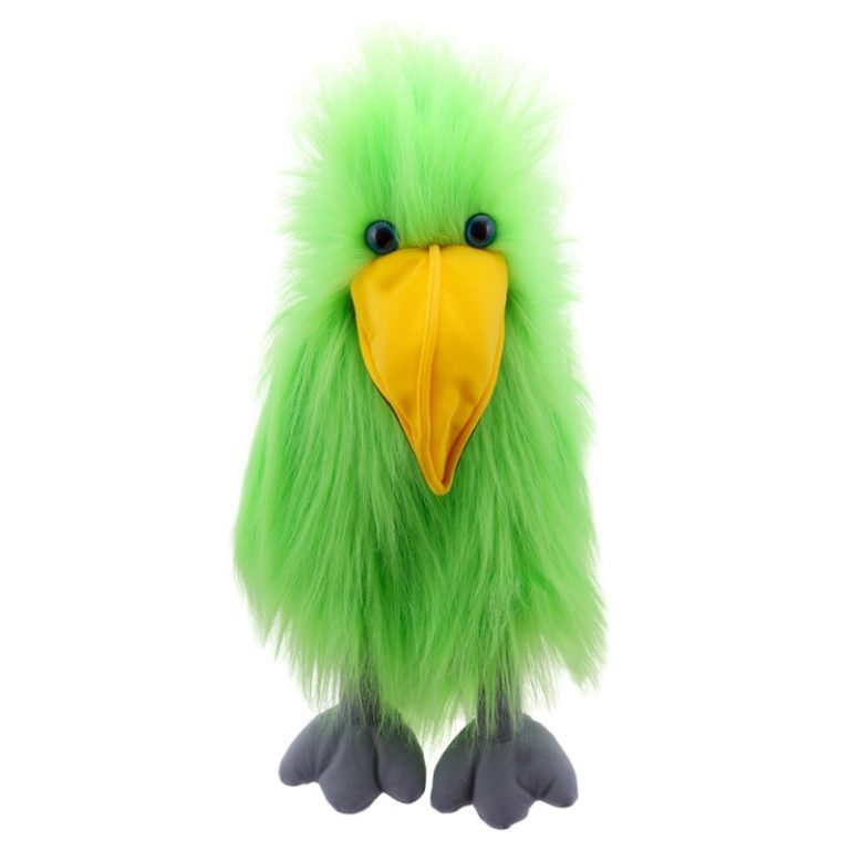 Handpop 40cm eenkleurige vogel groen
