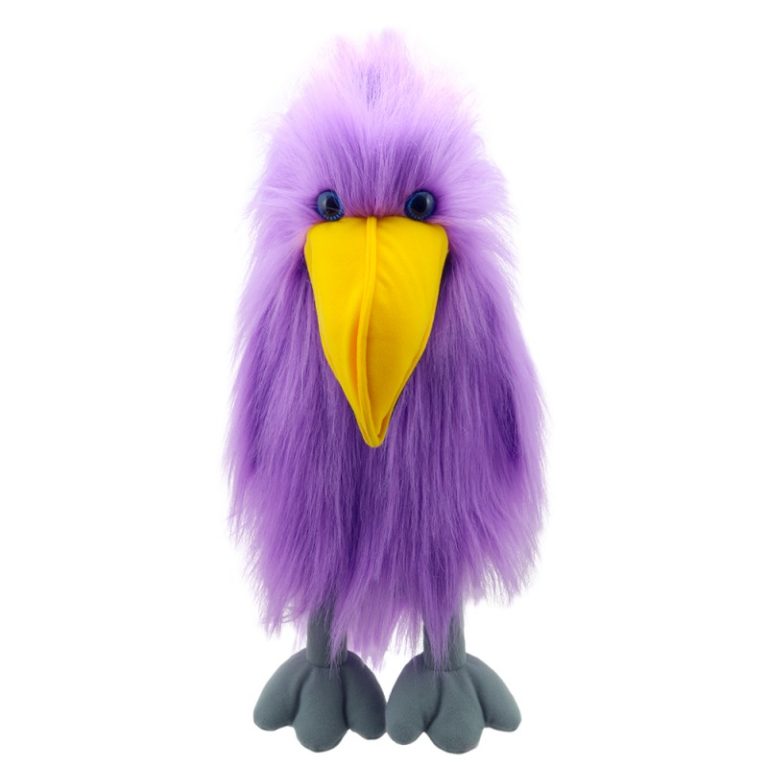 Handpop 40cm eenkleurige vogel paars