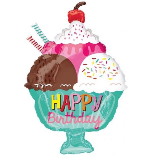 Folieballon Ice Cream Sundae Happy Birthday 58cm