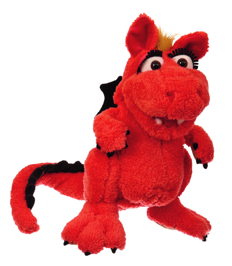 Handpop 30cm Elsa de rode Draak