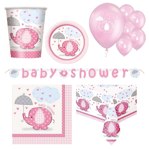 Babyshower feest pakket roze 42-dlg