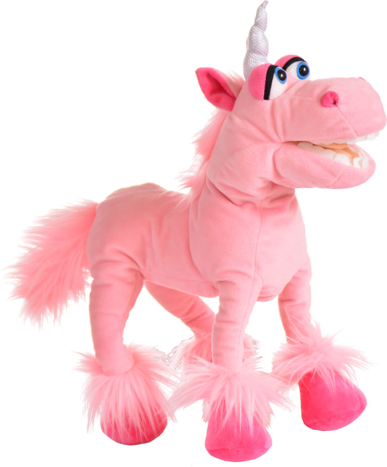Handpop 41cm Hoorntje de roze Eenhorn