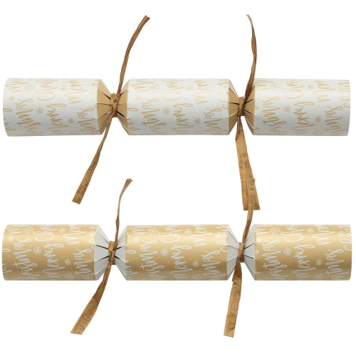 100 st. Christmas Crackers Cream and Gold Script 10 inch XIGDC0605