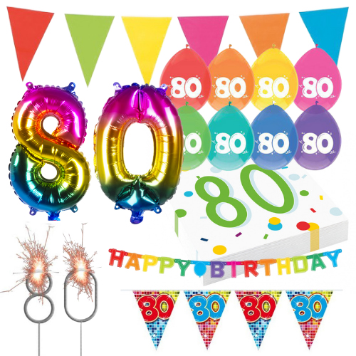 Colourful Celebration feest pakket 80 jaar