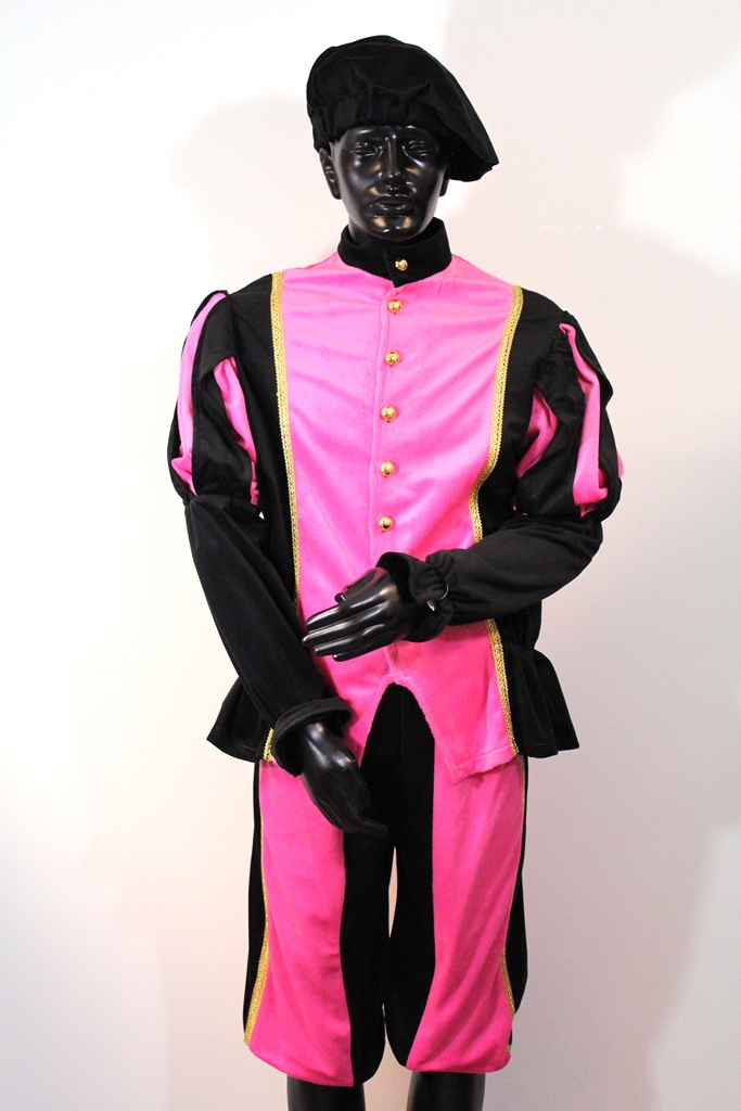 Pietenpak populair roze-zwart - XL