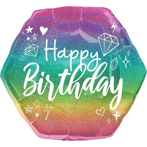 Folieballon Super shape sparkle birthday 58cm