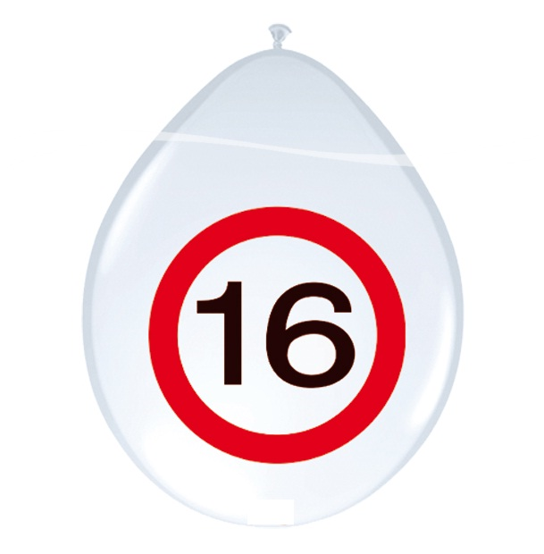 Ballonnen 16 jaar verkeersbord