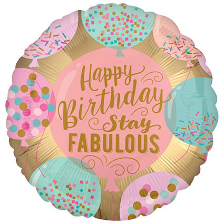 Folieballon happy birthday stay fabulous 43cm