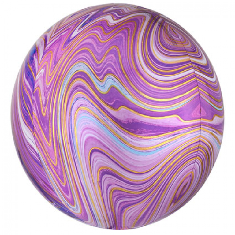 Folieballon orbz marble purple 38cm
