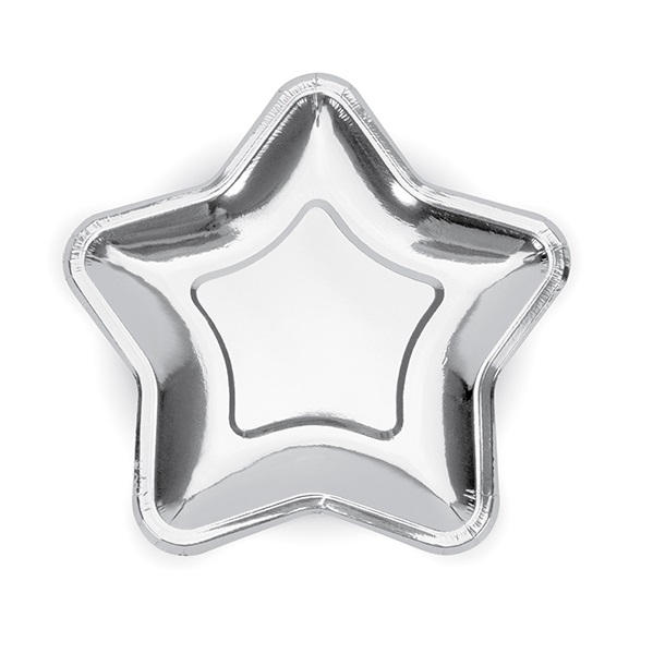 Bordjes zilver stervorm 6 stuks