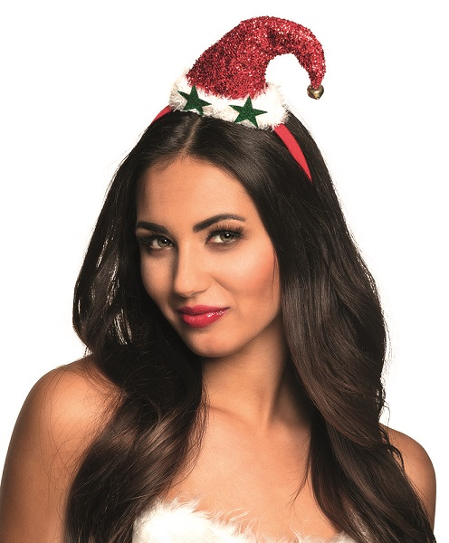 Diadeem kerstmuts glitter