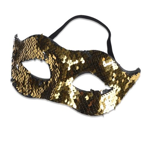 Oogmasker reversible pailletten goud/zilver