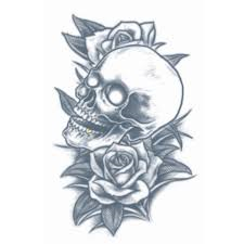 Tatoeage Prison tattoo Skull and roses