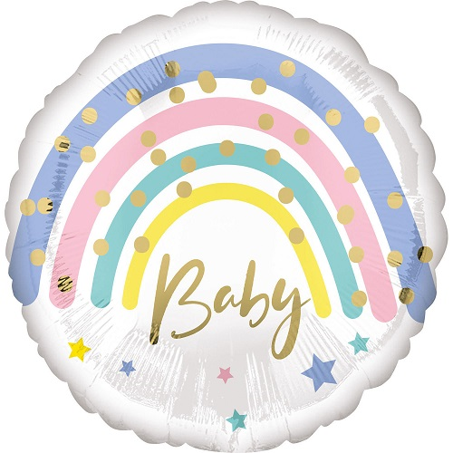 Folieballon baby pastel regenboog 43cm