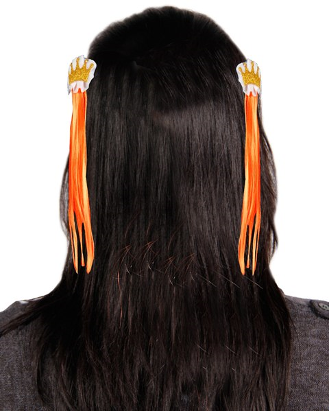 Oranje haarclipset kroon