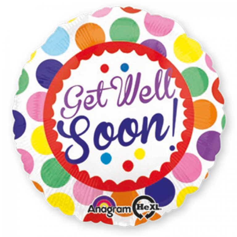 Folieballon get well soon dots 43cm