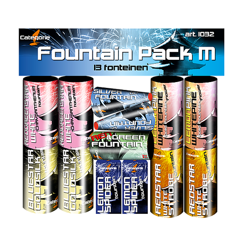 Fountain Pack M Cat F1 vuurwerkpakket 13st ALLEEN AFHALEN IN DE WINKEL