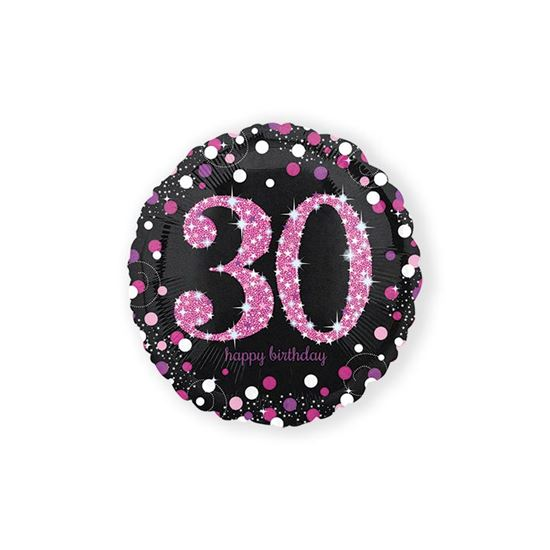 Folieballon sparkling 30 jaar pink 46cm