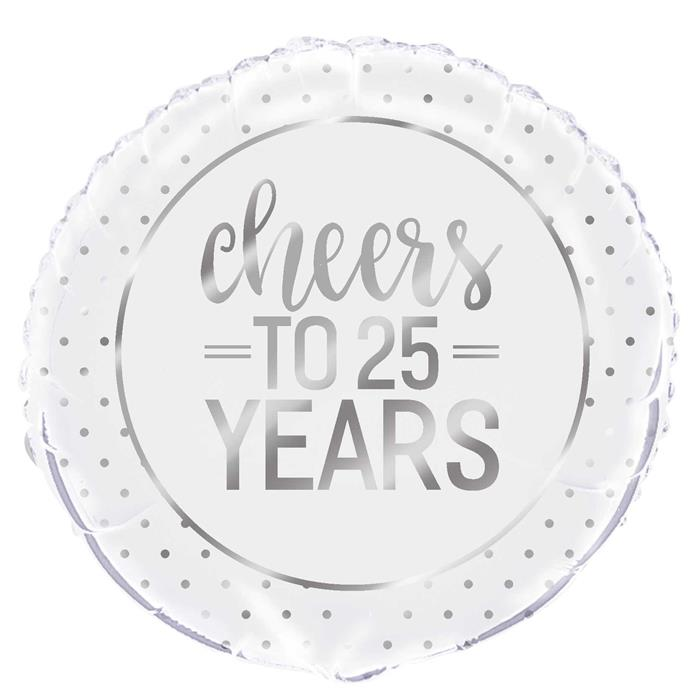 Folieballon cheers to 25 years 46cm
