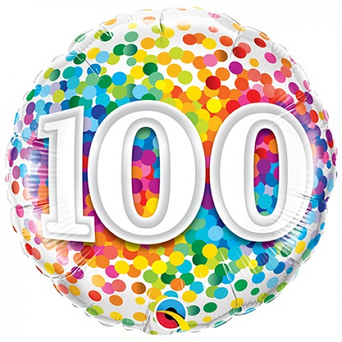 Folieballon confetti rainbow 100 46cm