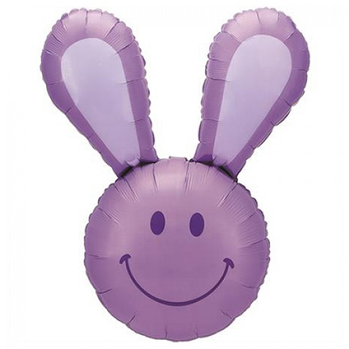 Folieballon Smiley bunny paars 94cm