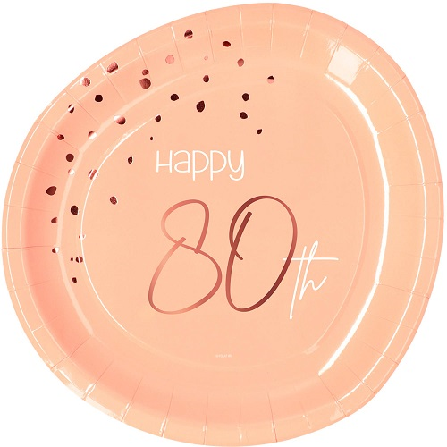 Bordjes Elegant Lush Blush 80 jaar 8st