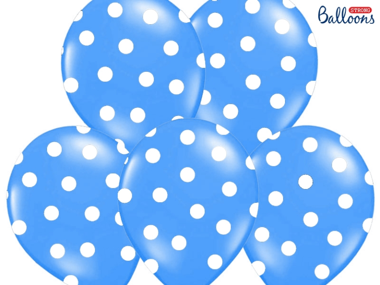 Ballonnen blauw met witte stippen 6st