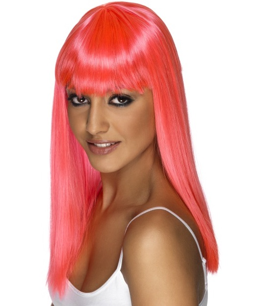 Glamourama pruik neon roze