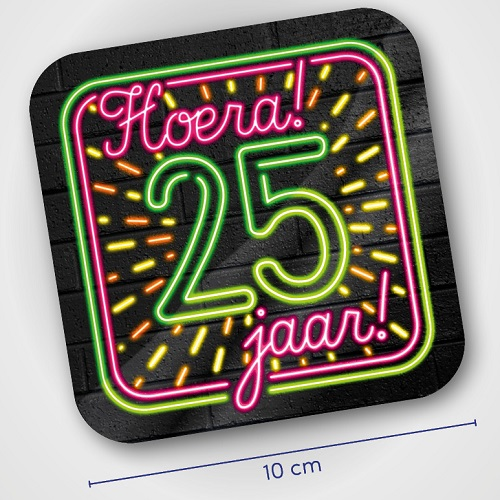 Onderzetters 25 jaar neon