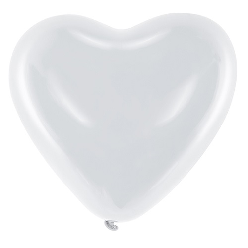 Heliumballon hart wit per stuk 40cm