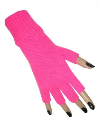 Vingerloze handschoen neon roze
