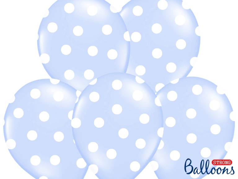 Ballonnen licht blauw met witte stippen 6st