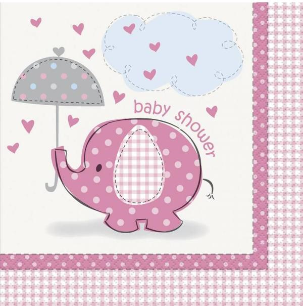 Servetten babyshower roze 16st