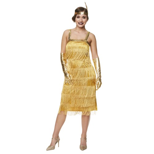 Charleston jurk goud met pailletten