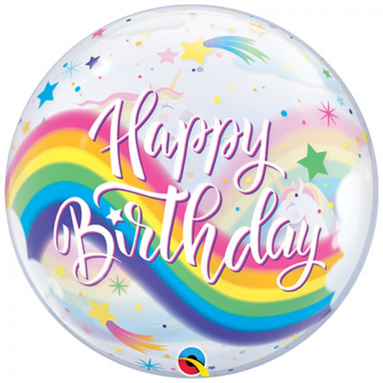 Bubbles ballon happy birthday unicorn