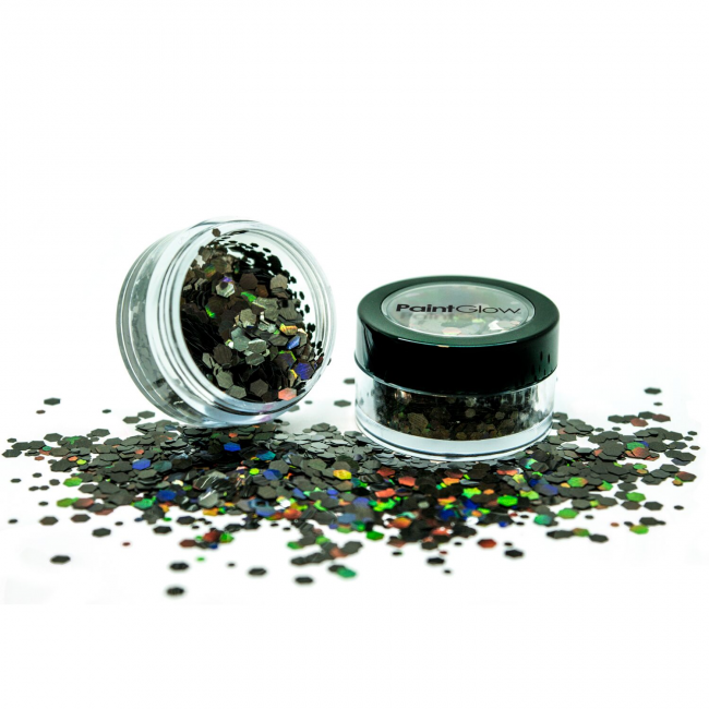 Chunky glitter Paint Glow holografisch Black star