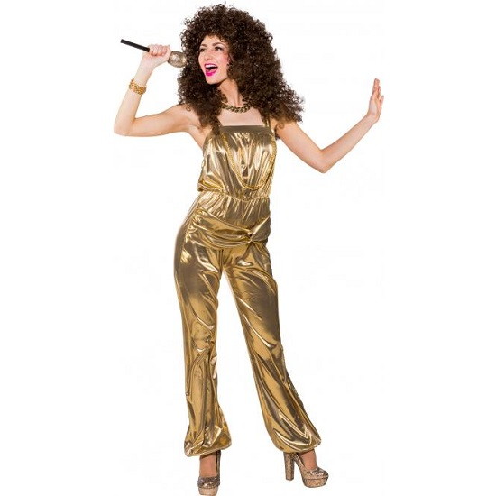 80ties party jumpsuit goud