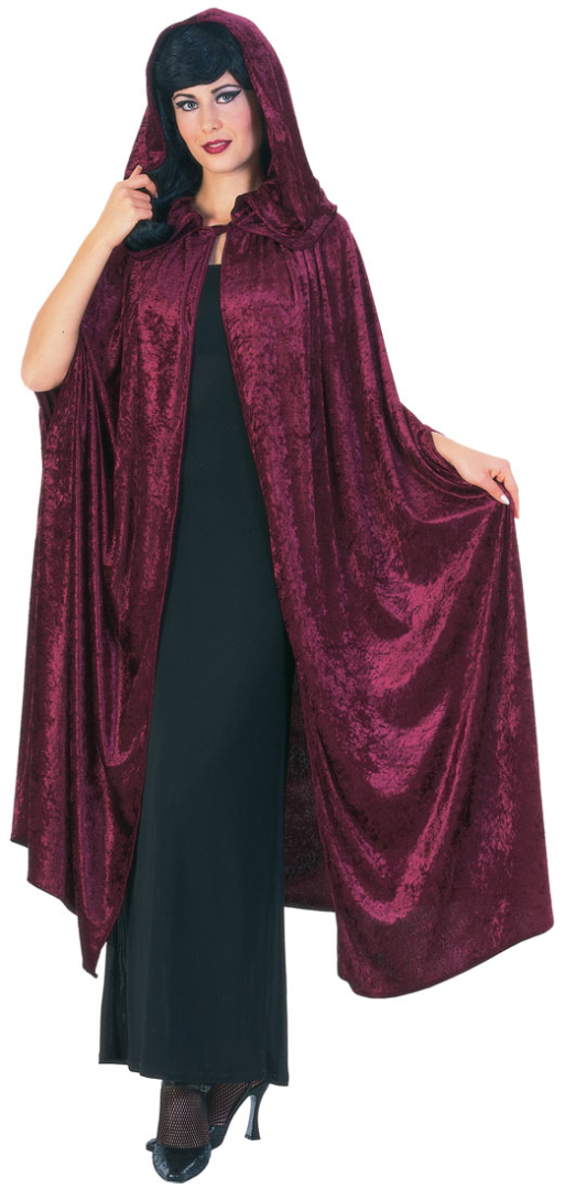 Cape met capuchon fluweel bordeaux rood