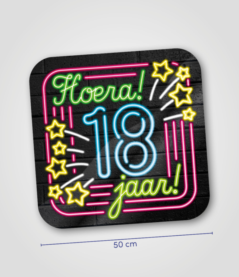 Neon huldeschild 18 jaar