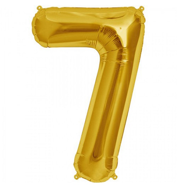 Folieballon cijfer 7 goud 86cm