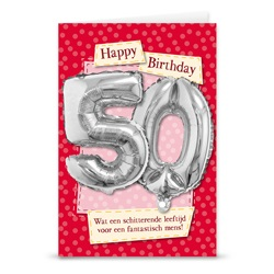 Kaart met cijferballonnen 50jaar