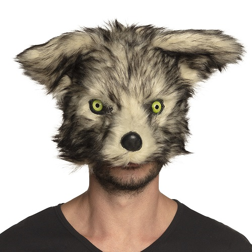 Pluchen halfmasker wolf