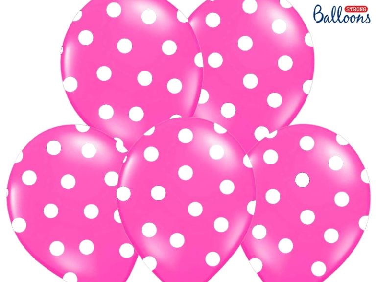 Ballonnen roze met witte stippen 6st