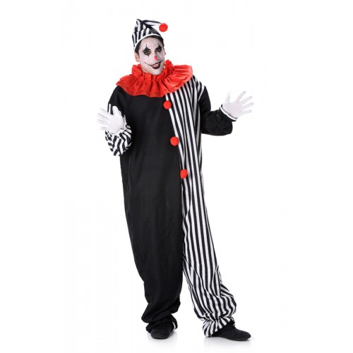 Clowns jumpsuit volwassenen zwart/wit