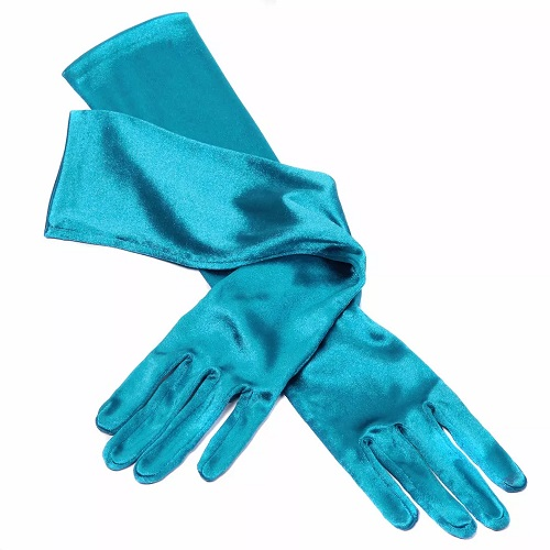 Handschoenen turquoise elastisch 48cm