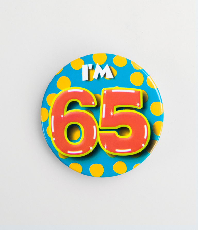 Button 65 jaar neon