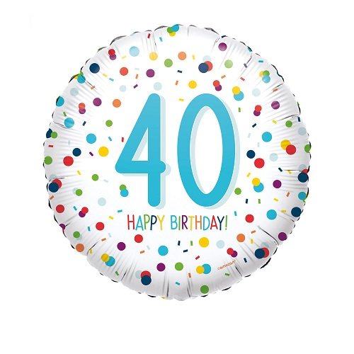 Folieballon confetti happy birthday 40